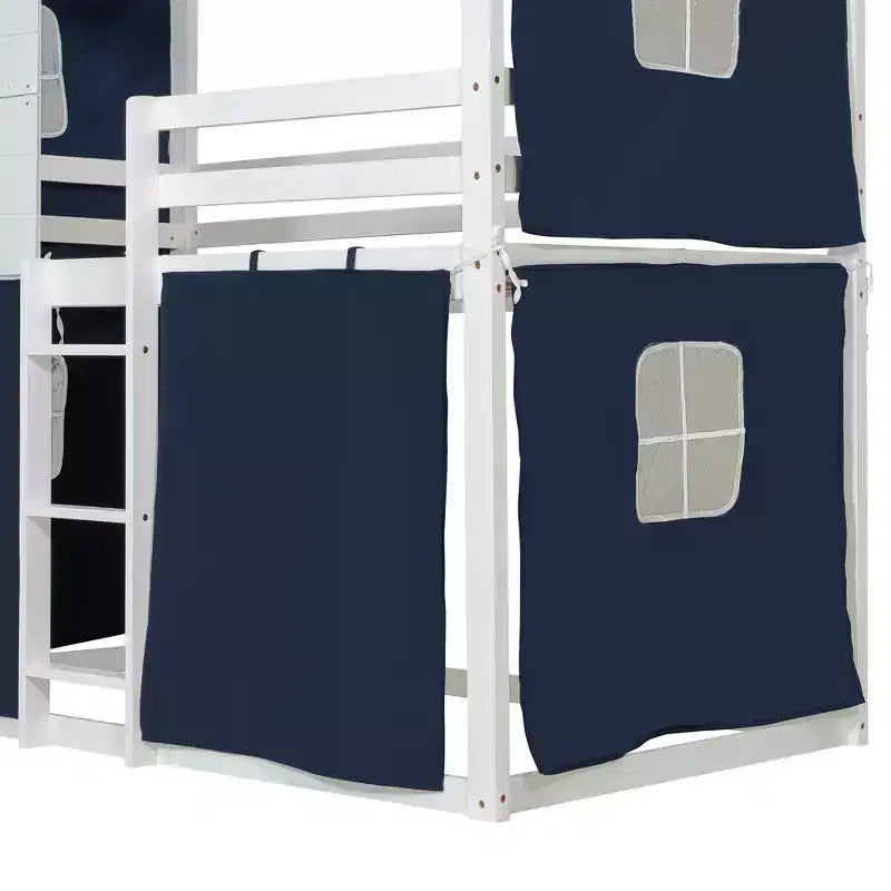 Lit superposé cabane en bois, format jumeau/double, avec tente, design amusant de maisonnette pour enfants - ModernLuxe
