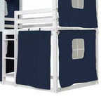 Lit superposé cabane en bois, format jumeau/double, avec tente, design amusant de maisonnette pour enfants - ModernLuxe