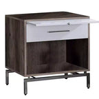Table d'appoint Royal Hampton avec espace de rangement ouvert et plateau coulissant, marron et blanc