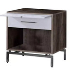 Table d'appoint Royal Hampton avec espace de rangement ouvert et plateau coulissant, marron et blanc