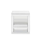 Table d'appoint Royal Hampton avec panneaux miroir et forme en C, argent