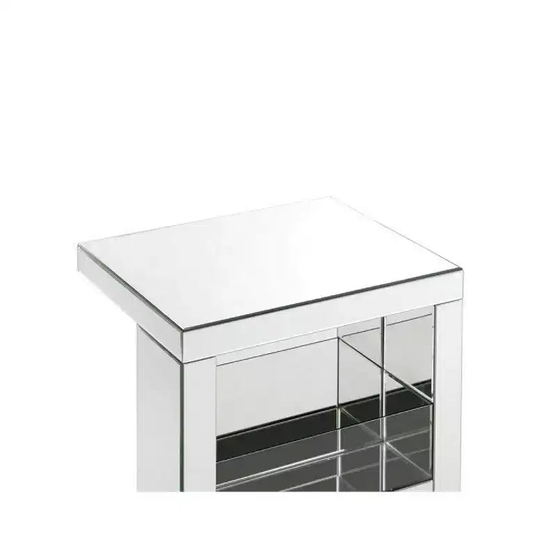 Table d'appoint Royal Hampton avec panneaux miroir et forme en C, argent