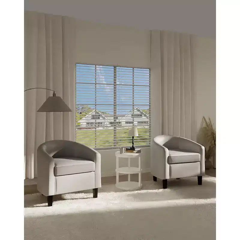 Fauteuils d'appoint en similicuir, fauteuils club baril avec assise moelleuse pour salon, chambre, salle de lecture, salle d'attente