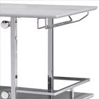 Table de bar Royal Hampton avec plateau aspect marbre et finition chromée, blanc et argent