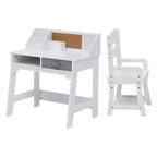 Ensemble bureau et chaise d'étude pour enfants avec bibliothèque et deux porte-crayons, convient aux bureaux d'écoliers et aux tables d'étude pour étudiants
