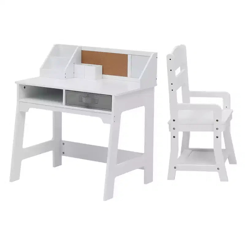 Ensemble bureau et chaise d'étude pour enfants avec bibliothèque et deux porte-crayons, convient aux bureaux d'écoliers et aux tables d'étude pour étudiants