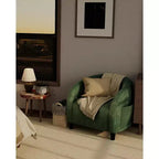 Fauteuil d'appoint en velours, fauteuil club confortable avec accoudoirs, fauteuil crapaud rembourré et moelleux pour salon, chambre, bureau, salle d'attente