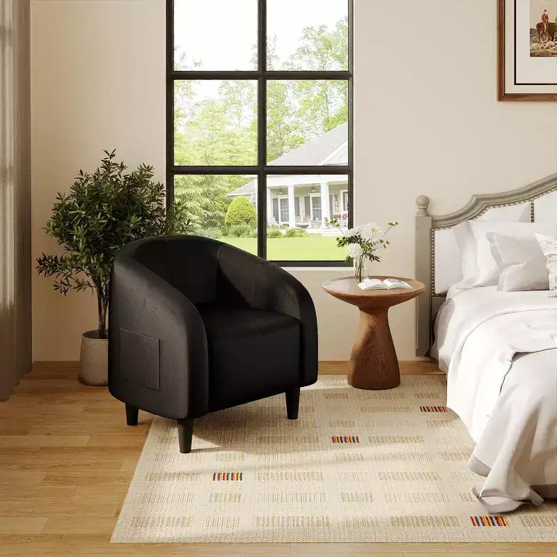 Fauteuil d'appoint en velours, fauteuil club confortable avec accoudoirs, fauteuil crapaud rembourré et moelleux pour salon, chambre, bureau, salle d'attente