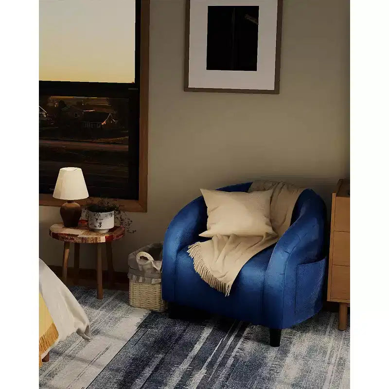 Fauteuil d'appoint en velours, fauteuil club confortable avec accoudoirs, fauteuil crapaud rembourré et moelleux pour salon, chambre, bureau, salle d'attente