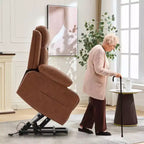 Fauteuil inclinable électrique releveur pour personnes âgées avec chauffage lombaire, fauteuil releveur électrique surdimensionné en cuir PU avec poches latérales et deux porte-gobelets