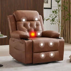 Fauteuil inclinable électrique releveur pour personnes âgées avec chauffage lombaire, fauteuil releveur électrique surdimensionné en cuir PU avec poches latérales et deux porte-gobelets