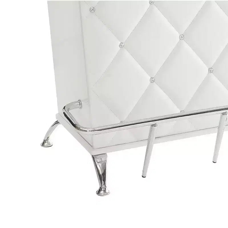 Table de bar rembourrée en similicuir Royal Hampton avec capitonnage, blanc