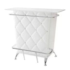 Table de bar rembourrée en similicuir Royal Hampton avec capitonnage, blanc
