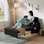 Canapé convertible 3-en-1, Canapé lit 2 places, Canapé convertible pleine grandeur avec porte-gobelets, pour Salon, Chambre, Appartement