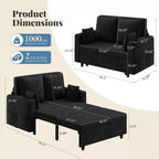 Canapé convertible 3-en-1, Canapé lit 2 places, Canapé convertible pleine grandeur avec porte-gobelets, pour Salon, Chambre, Appartement