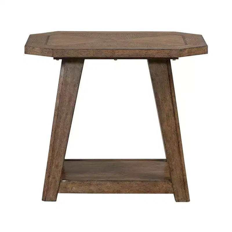 Liberty Furniture, table d'appoint octogonale Carolina Park pour salon - Chêne ambre-brun