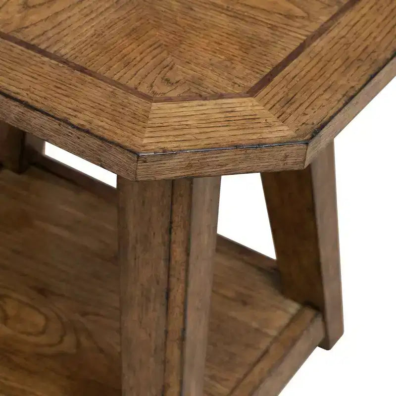 Liberty Furniture, table d'appoint octogonale Carolina Park pour salon - Chêne ambre-brun