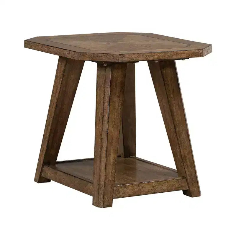 Liberty Furniture, table d'appoint octogonale Carolina Park pour salon - Chêne ambre-brun