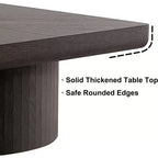 Table basse carrée cannelée Okak Vintage avec motif parquet, table centrale en placage de bois massif pour salon, chambre à coucher