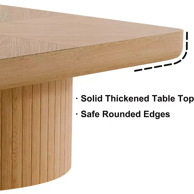Table basse carrée cannelée Okak Vintage avec motif parquet, table centrale en placage de bois massif pour salon, chambre à coucher