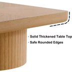 Table basse carrée cannelée Okak Vintage avec motif parquet, table centrale en placage de bois massif pour salon, chambre à coucher