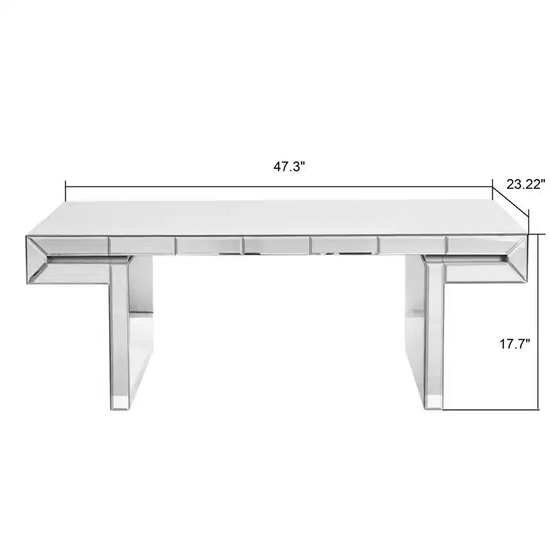 Table Basse Rectangulaire avec Miroir et Accents en Verre Canné - Panipeachy