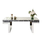 Table Basse Rectangulaire avec Miroir et Accents en Verre Canné - Panipeachy