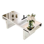 Table Basse Rectangulaire avec Miroir et Accents en Verre Canné - Panipeachy