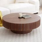 39.37 Table basse ronde moderne pour salon, table tambour fabriquée à la main en MDF - Panipeachy