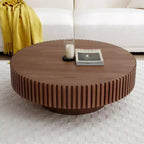 39.37 Table basse ronde moderne pour salon, table tambour fabriquée à la main en MDF - Panipeachy