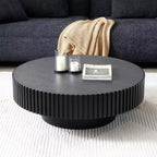 39.37 Table basse ronde moderne pour salon, table tambour fabriquée à la main en MDF - Panipeachy