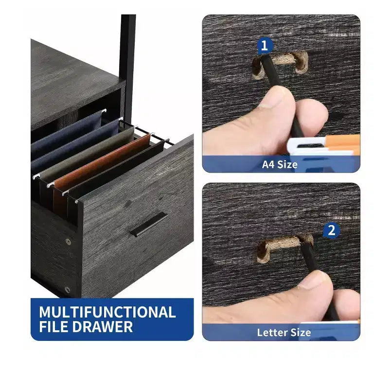 Bureau en L de 65 pouces avec plateau relevable, bureau d'angle pour ordinateur avec tiroir de classement pour bureau à domicile
