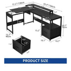 Bureau en L de 65 pouces avec plateau relevable, bureau d'angle pour ordinateur avec tiroir de classement pour bureau à domicile