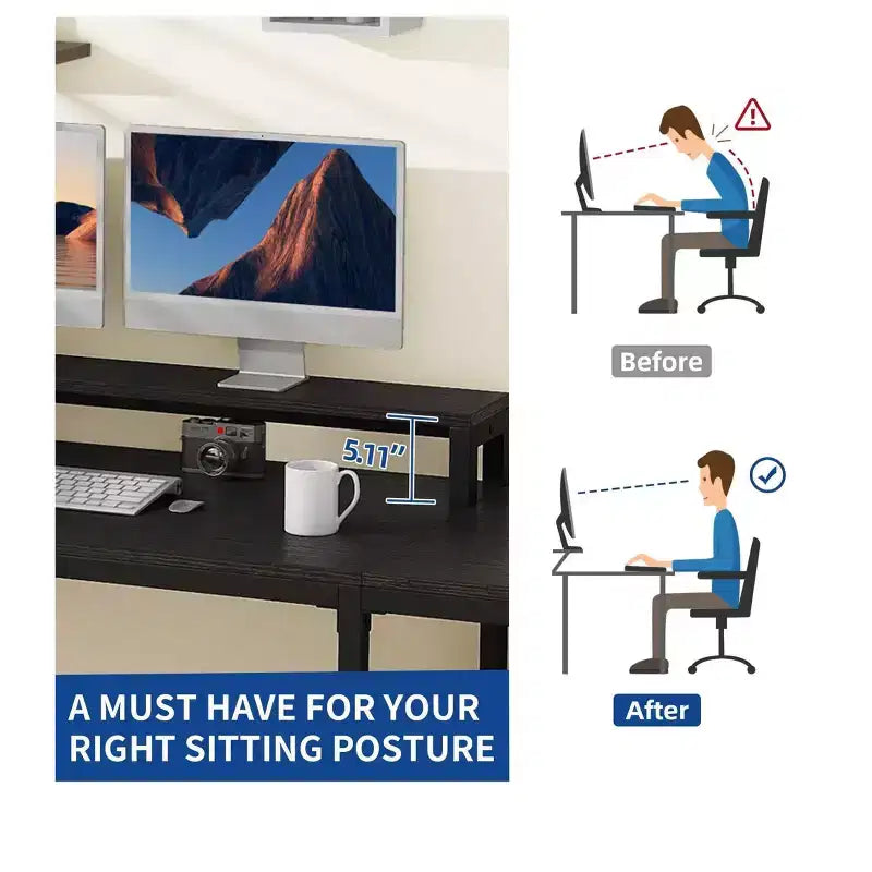 Bureau en L de 65 pouces avec plateau relevable, bureau d'angle pour ordinateur avec tiroir de classement pour bureau à domicile