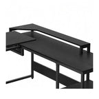 Bureau en L de 65 pouces avec plateau relevable, bureau d'angle pour ordinateur avec tiroir de classement pour bureau à domicile