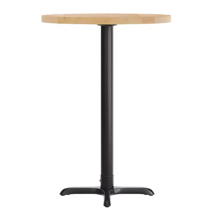 Plateau de table d'intérieur commercial Flash Furniture Bennett en bois massif rond avec base en X en fonte résistante à la rouille de 56 x 56 cm pour table de bar