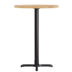 Plateau de table d'intérieur commercial Flash Furniture Bennett en bois massif rond avec base en X en fonte résistante à la rouille de 56 x 56 cm pour table de bar