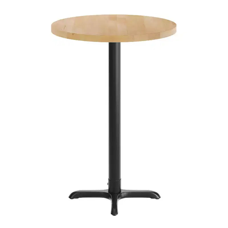 Plateau de table d'intérieur commercial Flash Furniture Bennett en bois massif rond avec base en X en fonte résistante à la rouille de 56 x 56 cm pour table de bar