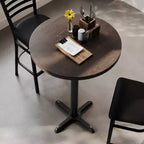 Plateau de table d'intérieur commercial Flash Furniture Bennett en bois massif rond avec base en X en fonte résistante à la rouille de 56 x 56 cm pour table de bar