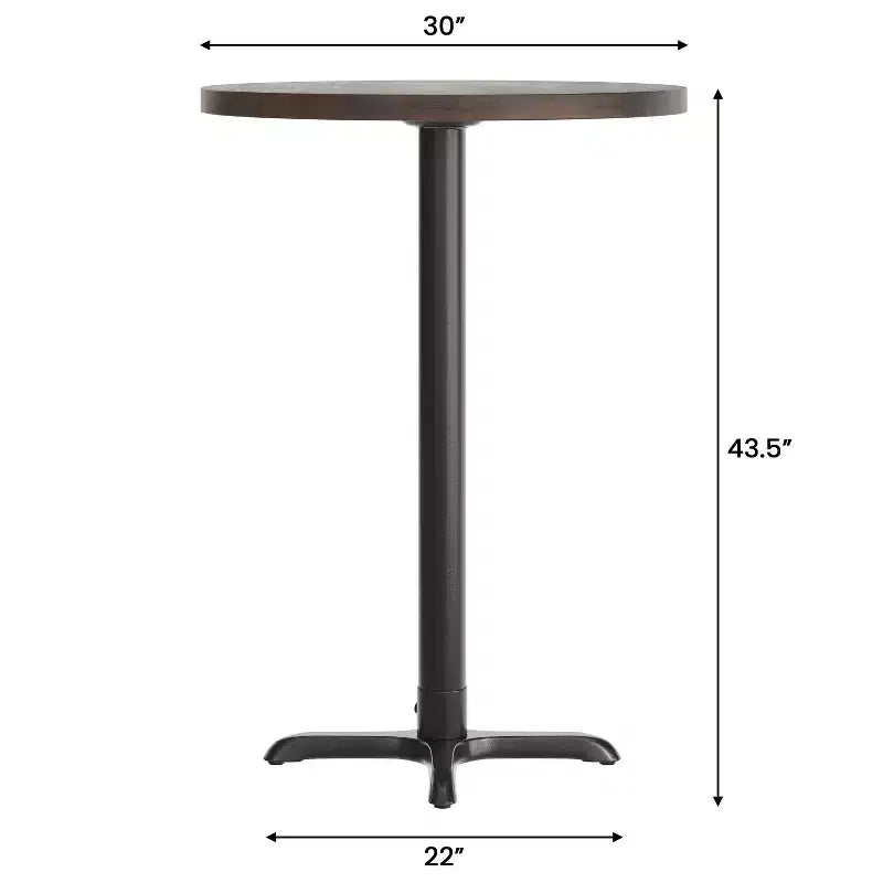 Plateau de table d'intérieur commercial Flash Furniture Bennett en bois massif rond avec base en X en fonte résistante à la rouille de 56 x 56 cm pour table de bar