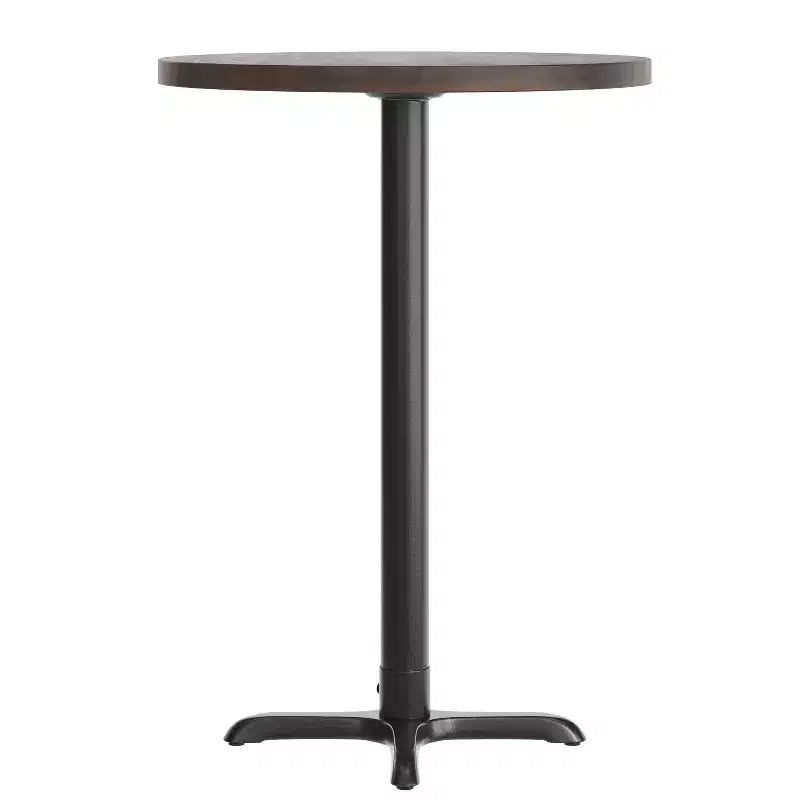 Plateau de table d'intérieur commercial Flash Furniture Bennett en bois massif rond avec base en X en fonte résistante à la rouille de 56 x 56 cm pour table de bar