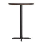 Plateau de table d'intérieur commercial Flash Furniture Bennett en bois massif rond avec base en X en fonte résistante à la rouille de 56 x 56 cm pour table de bar