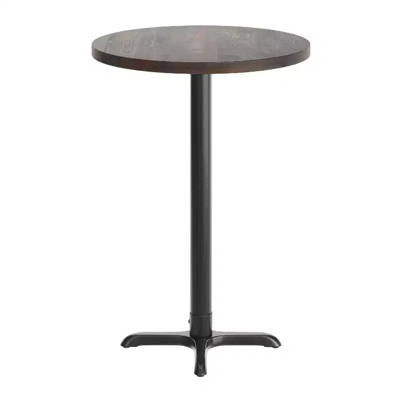 Plateau de table d'intérieur commercial Flash Furniture Bennett en bois massif rond avec base en X en fonte résistante à la rouille de 56 x 56 cm pour table de bar