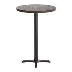 Plateau de table d'intérieur commercial Flash Furniture Bennett en bois massif rond avec base en X en fonte résistante à la rouille de 56 x 56 cm pour table de bar
