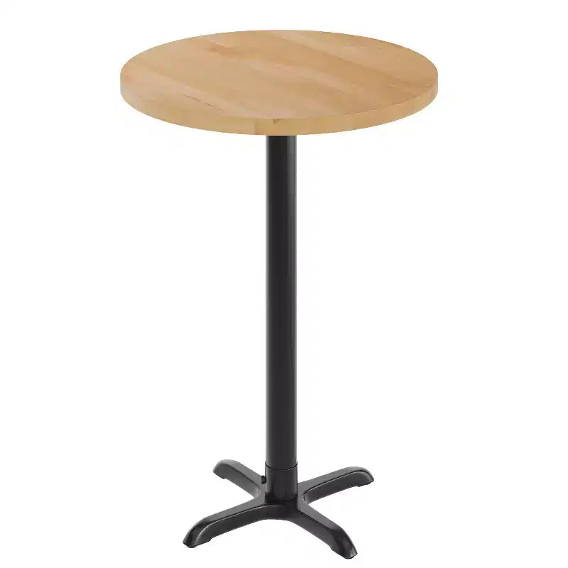 Plateau de table d'intérieur commercial Flash Furniture Bennett en bois massif rond avec base en X en fonte résistante à la rouille de 56 x 56 cm pour table de bar