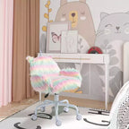 Chaise de bureau Licorne moelleuse avec dossier mi-haut et accoudoirs, base blanche à 5 roulettes pivotantes