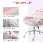 Chaise de bureau Licorne moelleuse avec dossier mi-haut et accoudoirs, base blanche à 5 roulettes pivotantes