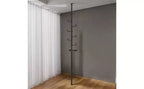 Porte-manteau Okak du sol au plafond avec poteau à tension réglable, Arbre d'entrée avec plateau et crochets, Portemanteau pour Salon, Entrée, Balcon, Noir