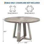 Table à manger ronde pour 4-6 personnes, table de salle à manger circulaire de 120 cm avec base croisée robuste, table à manger en bois de style ferme pour appartement, cuisine, salon