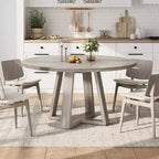 Table à manger ronde pour 4-6 personnes, table de salle à manger circulaire de 120 cm avec base croisée robuste, table à manger en bois de style ferme pour appartement, cuisine, salon